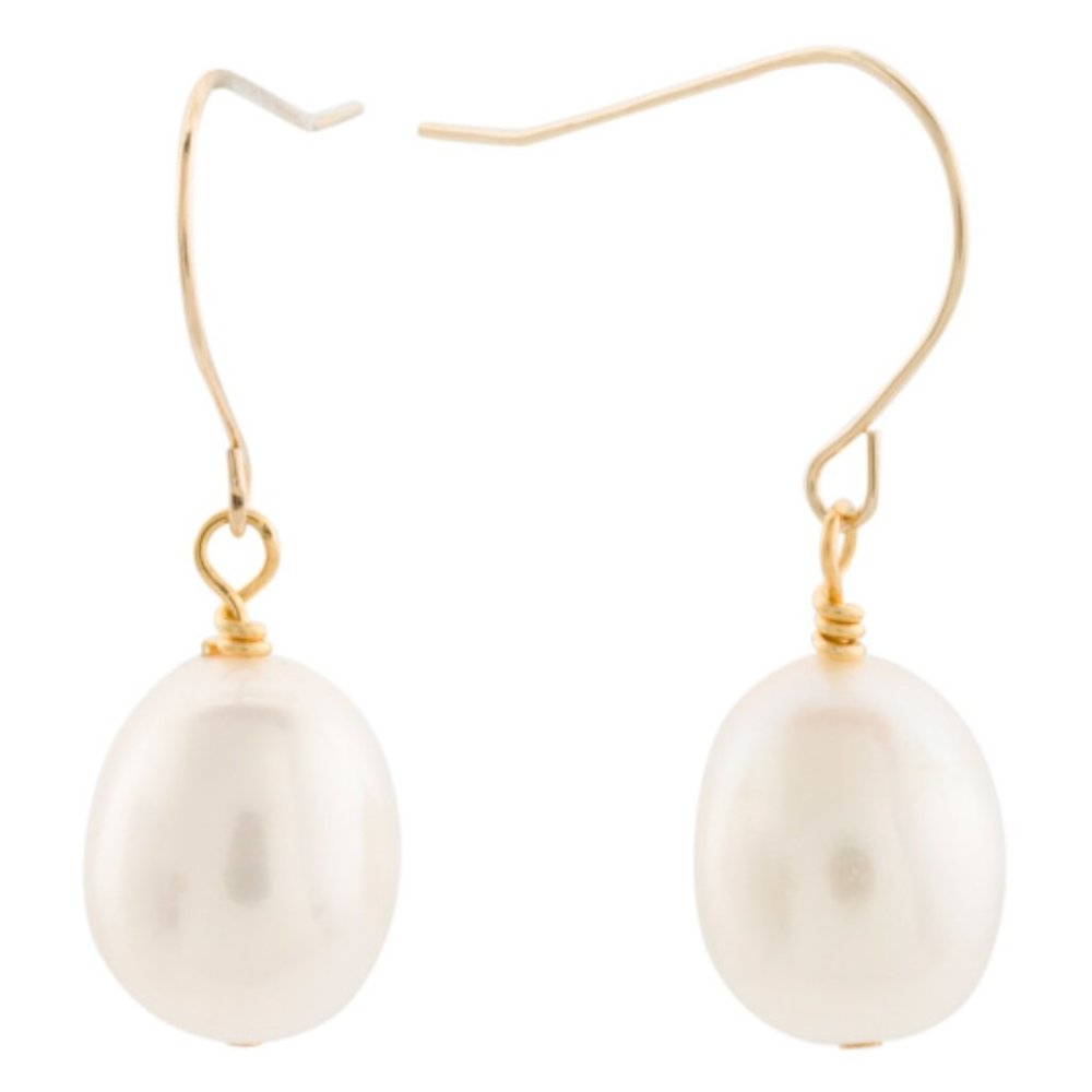 New 14k Gold Freshwater Pearl 9mm dangle earrings